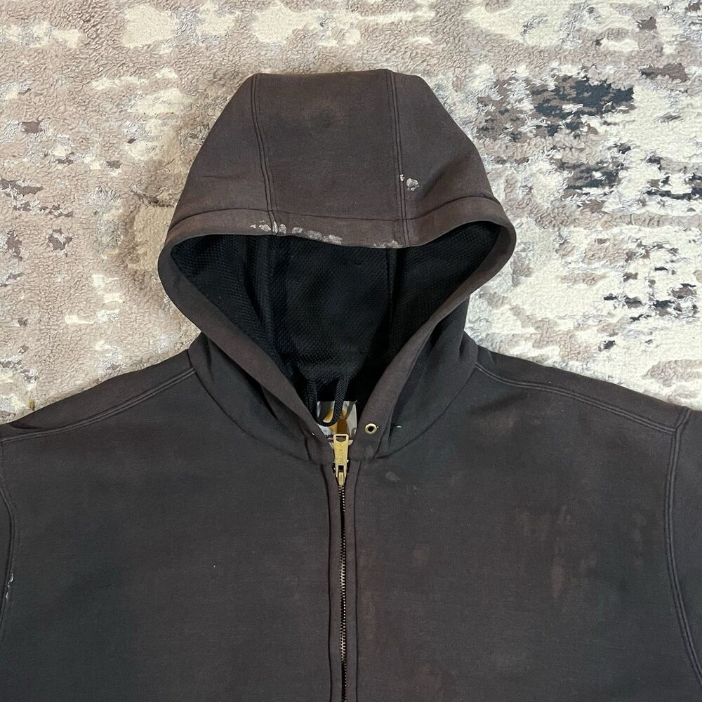 Carhartt Hoodie J149 BLK Men XLT Thermal Lined Full Zip Sweatshirt Jacket Faded - Picture 13 of 14